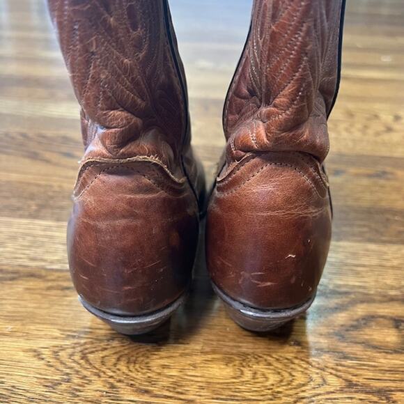 VTG Code West Brown Leather Cowgirl Boots Womens 7M Pointed Toe Western Boho - Picture 5 of 11